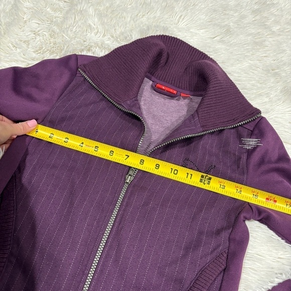 Puma woman’s purple pinstripe zip up high neck track style jacket size XS - Picture 4 of 10